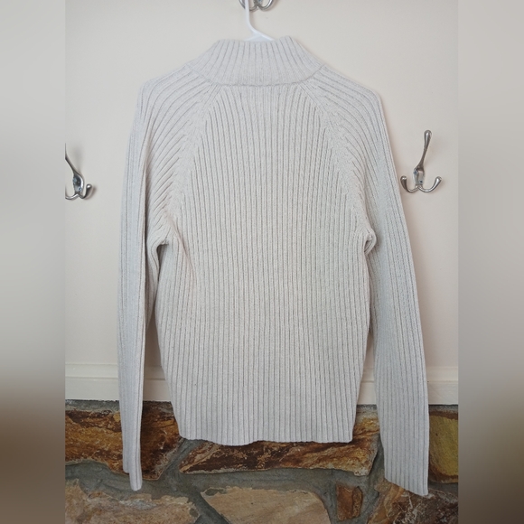 Abercrombie & Fitch Men's Half Zip Muscle oatmeal sweater Size Large Preloved - Picture 8 of 9